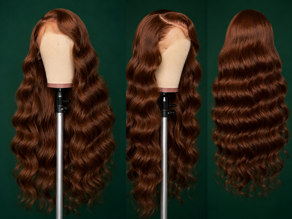 Iced Brown - Lace Front Ondulée 100% Cheveux Naturels