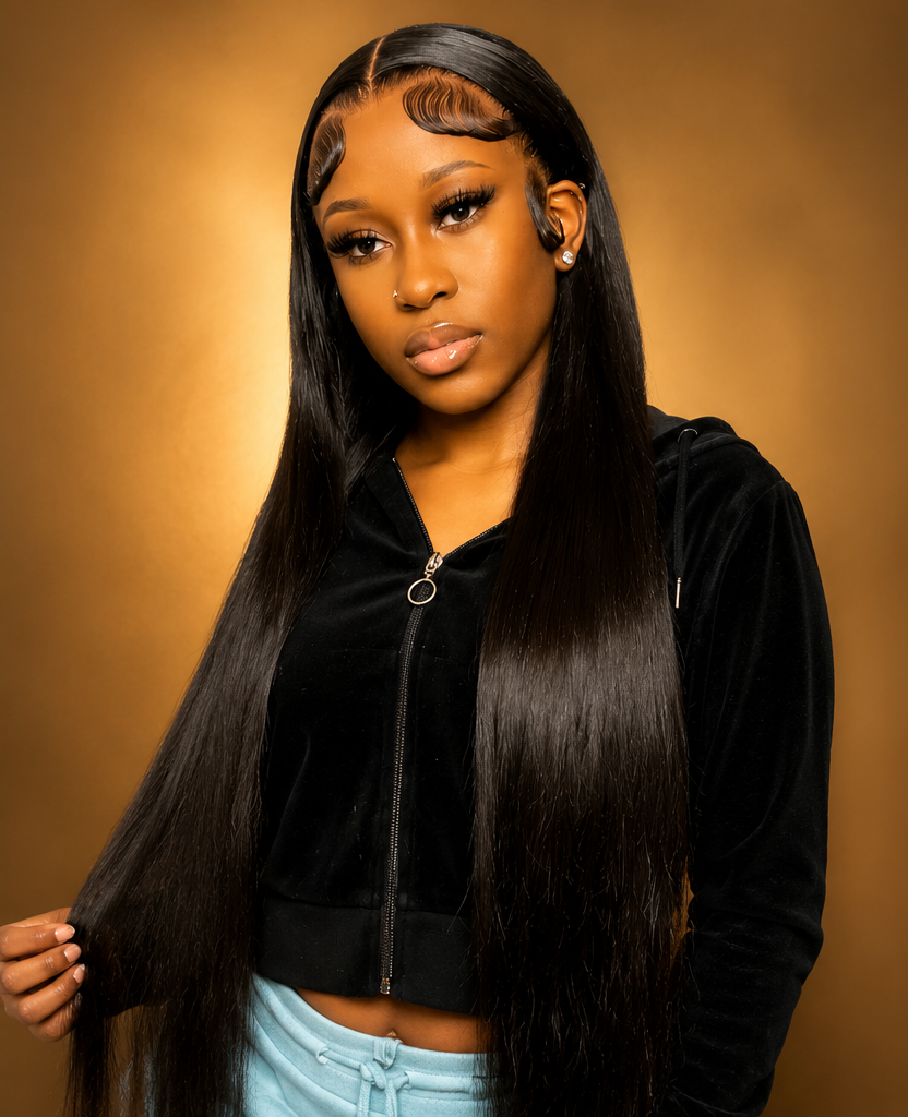 Black Adams - Full Headgear Long Lace brune 100% Cheveux Naturels