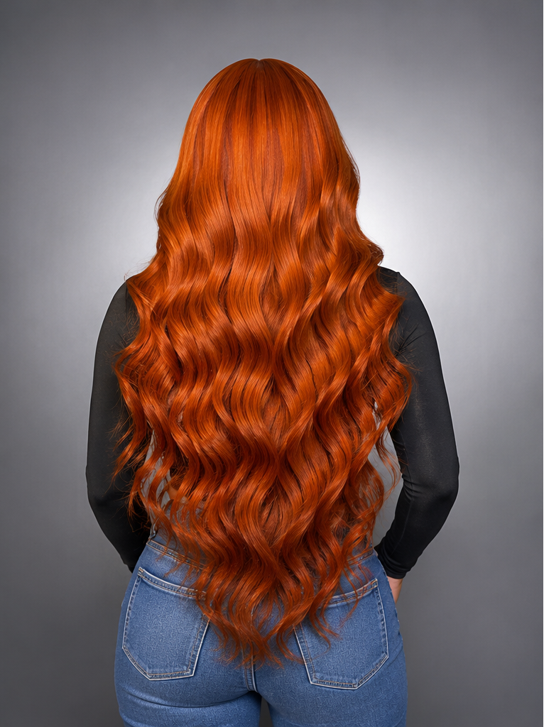Copper Red - Full Headgear Long Lace Front 100% Cheveux Naturel