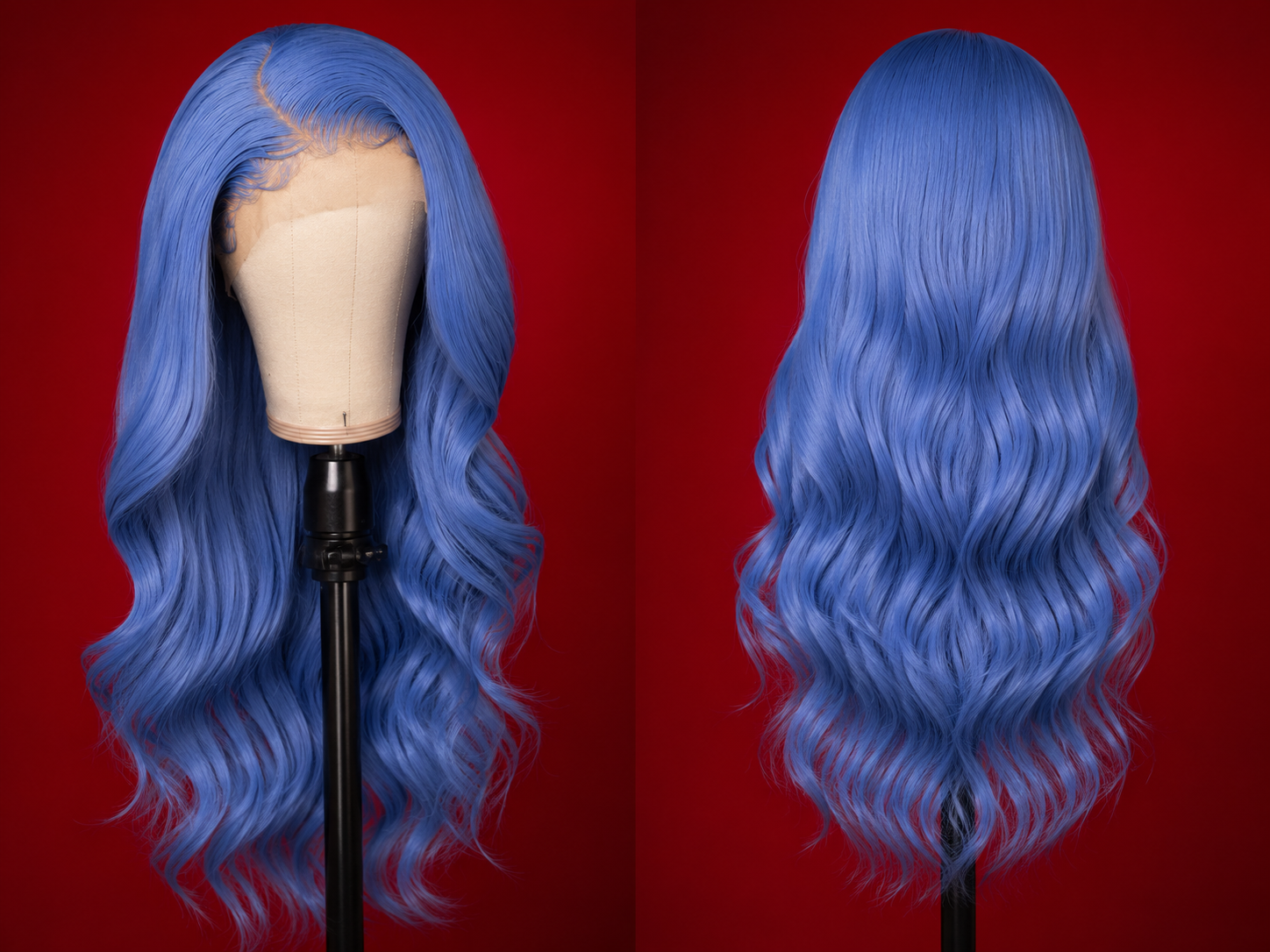 Wave Blue - Long Lace Front 100% Cheveux Naturels